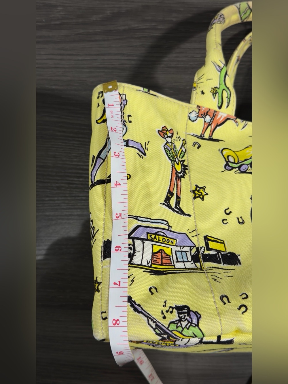 Prada Western Canapa Stampata Yellow Tote Bag - Picture 9 of 10
